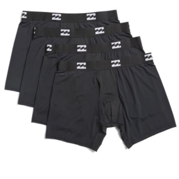 Billabong SMLโBlack White Performance Nylon Fly Front Boxer Briefs Pack of 4 - Picture 8 of 9